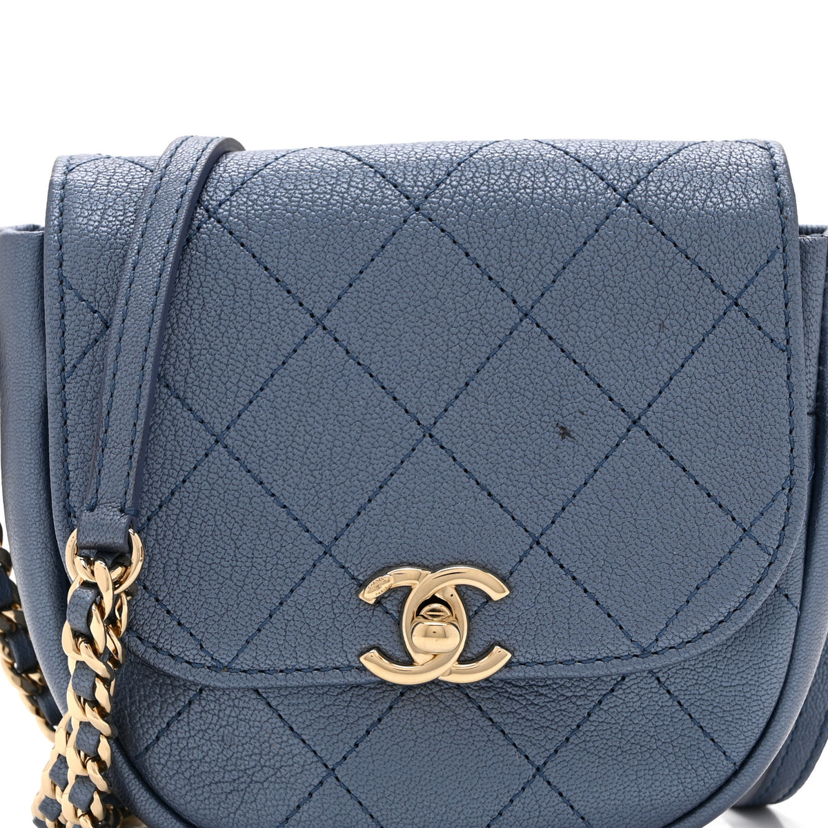 Goatskin Stitched Casual Trip Messenger Flap Blue