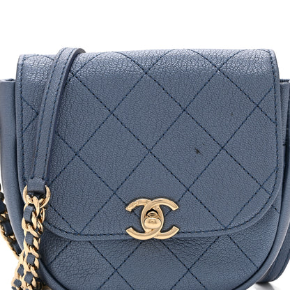 Chanel Goatskin Stitched Casual Trip Messenger Flap Blue 8 of 10