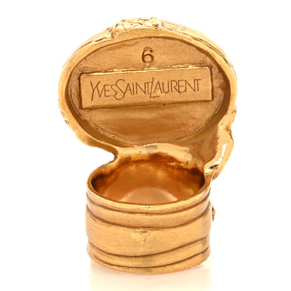 Saint Laurent Glass Cabochon Arty Ovale Ring 52/6 Gold Blue 3 of 4