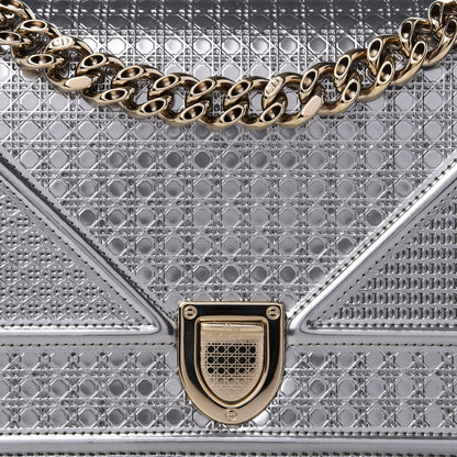 Christian Dior Metallic Patent Micro-Cannage Small Diorama Flap Bag Silver 8 of 8