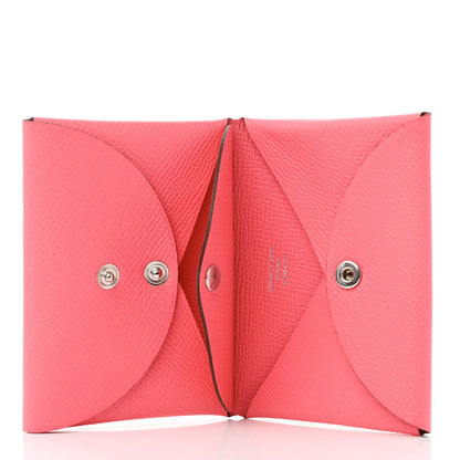 Hermes Epsom Calvi Duo Card Case Rose Azalee 5 of 8