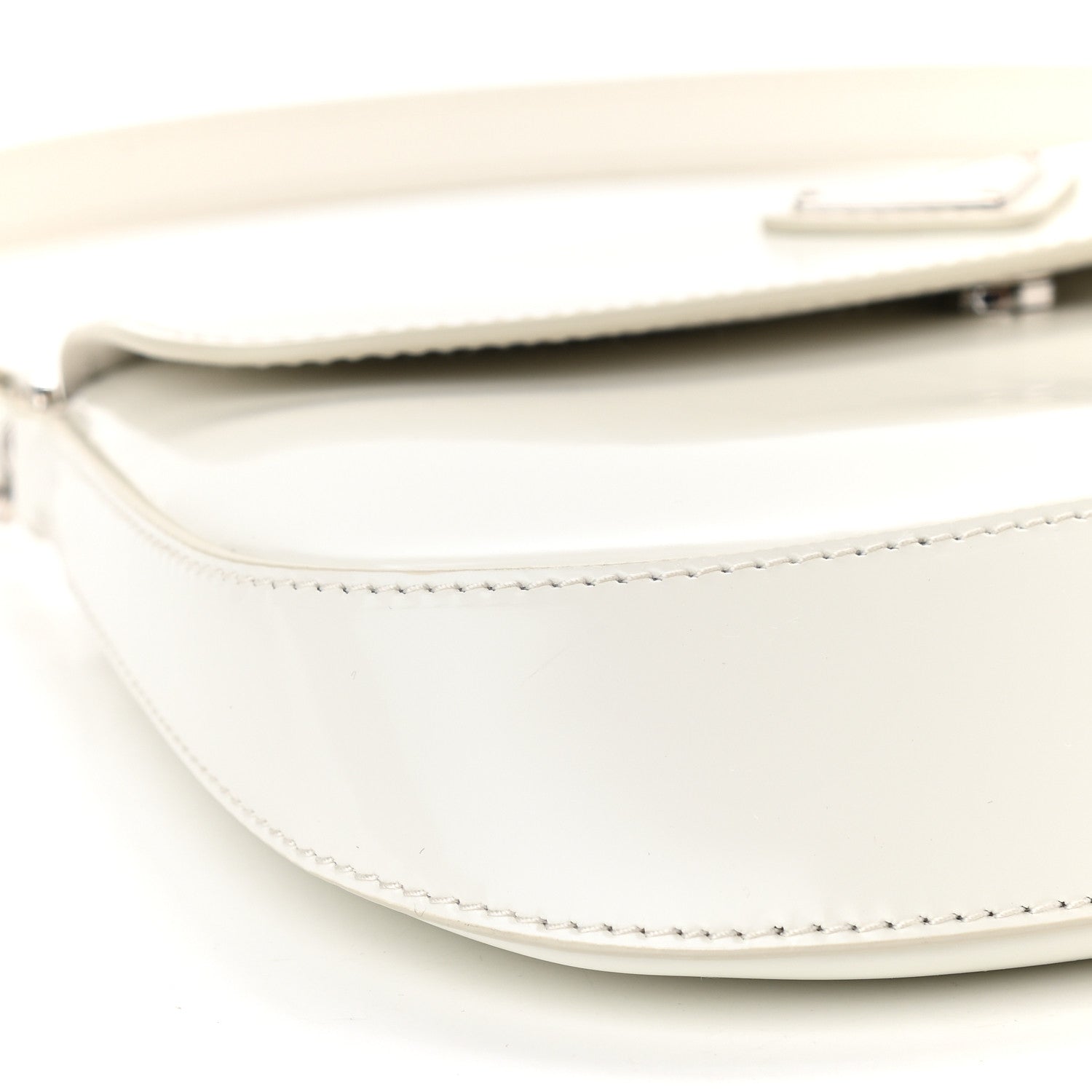 Prada Spazzolato Cleo Flap Shoulder Bag White 5 of 10