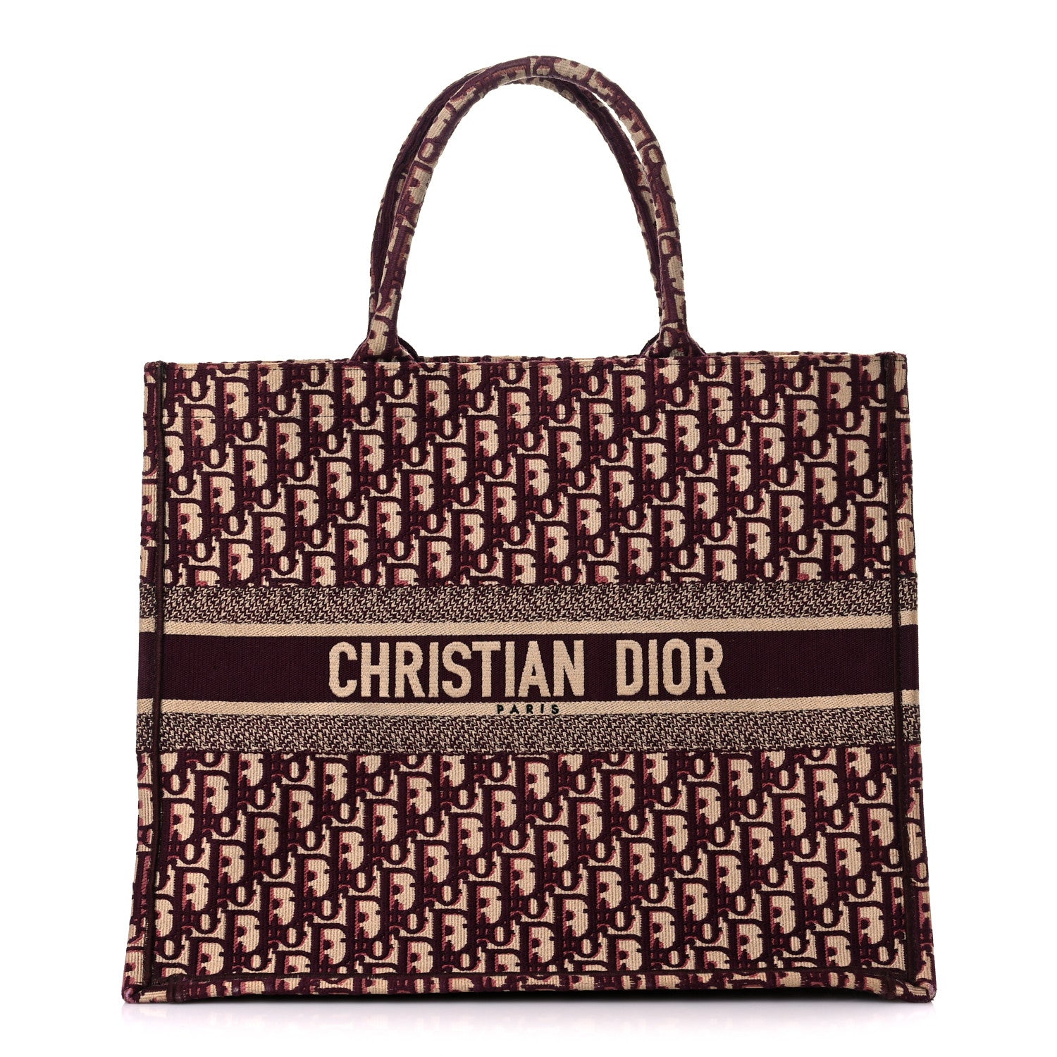 Christian Dior Oblique Large Book Tote Burgundy Multicolor 1 of 14