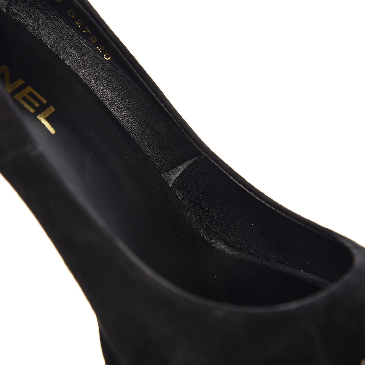 Chanel Suede Patent Cap Toe Pumps 39.5 Black 9 of 10