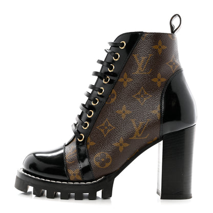 Louis Vuitton Patent Calfskin Monogram Star Trail Ankle Boots 36.5 Black 1 of 11