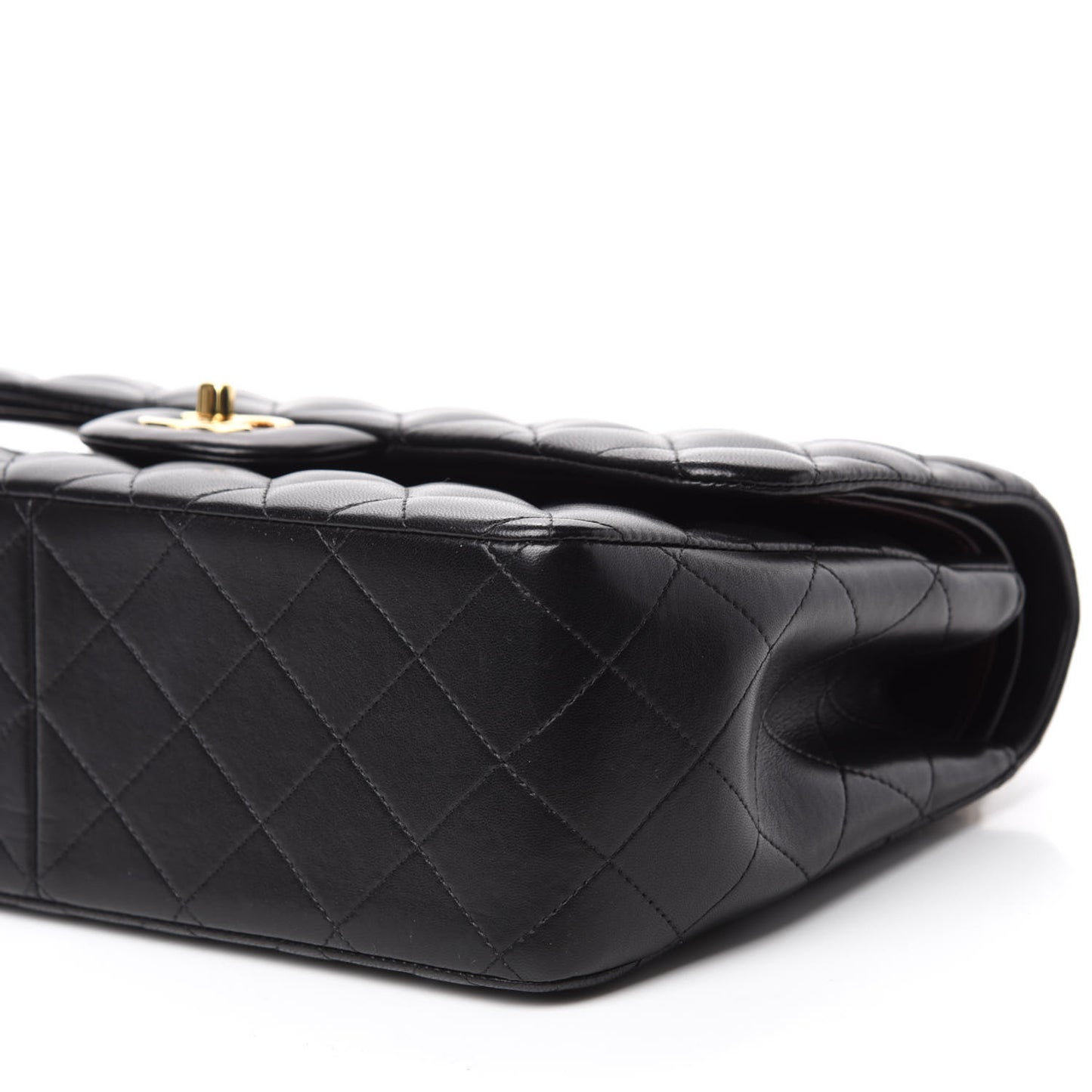 Lambskin Quilted Jumbo Double Flap Black