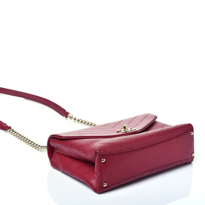 Chanel Calfskin Chevron Stitched Small Coco Flap Bag Red 5 of 10
