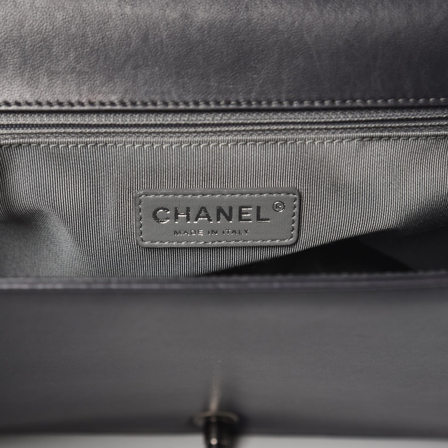 Lambskin Quilted Large Boy Flap Dark Grey