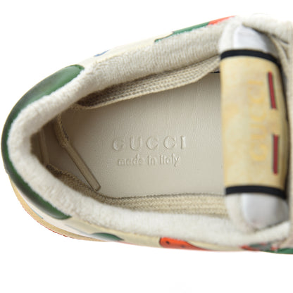 Gucci Nubuck Web Strawberry Print Womens Screener Sneakers 35.5 Dusty Milk White Vintage Green 8 of 10