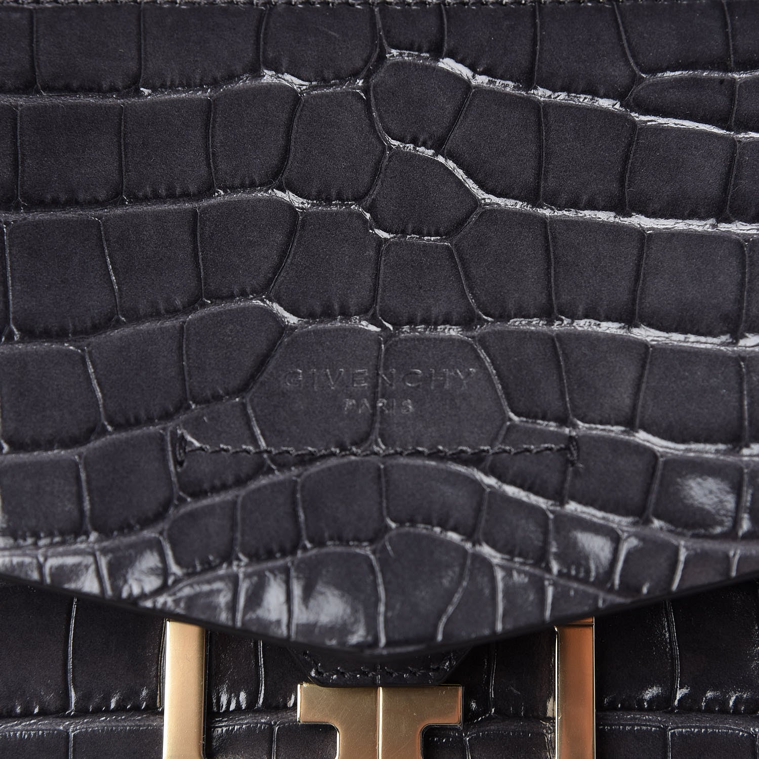 Givenchy Calfskin Crocodile Embossed Small Mystic Shoulder Bag Storm Grey 7 of 9