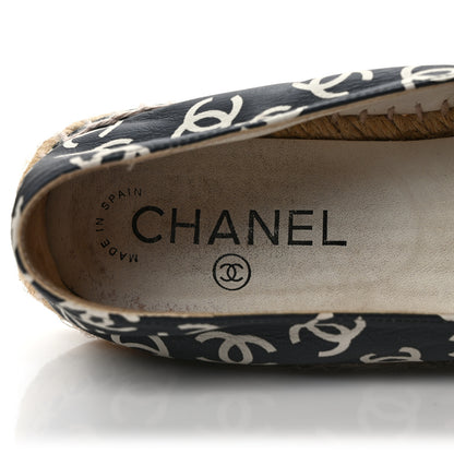 Chanel Lambskin Printed CC Espadrilles 38 Black White 7 of 9