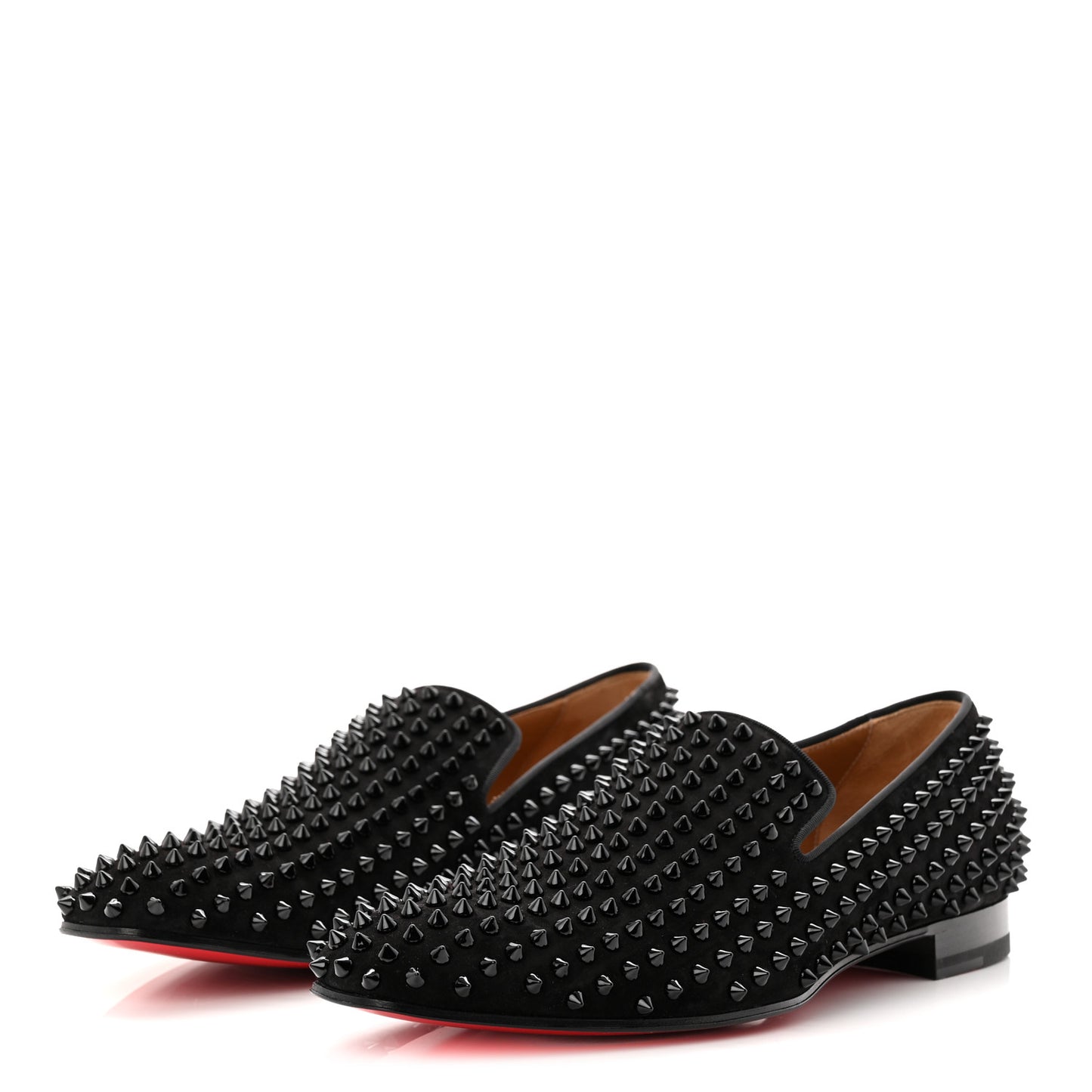 Veau Velours Spikes Mens Dandelion Flat Loafers 42.5 Black