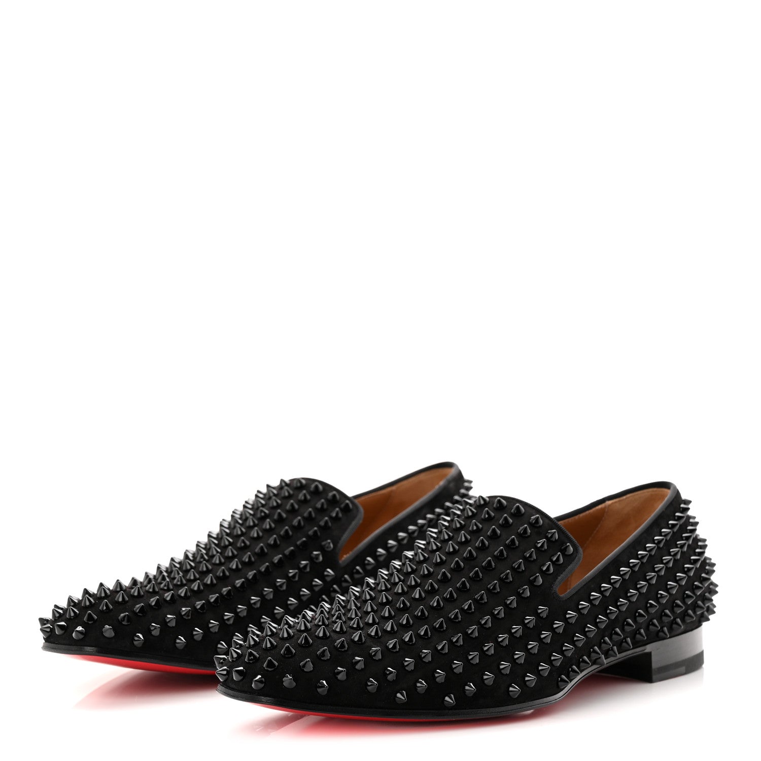 Christian Louboutin Veau Velours Spikes Mens Dandelion Flat Loafers 42.5 Black 4 of 9