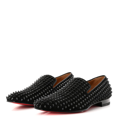 Christian Louboutin Veau Velours Spikes Mens Dandelion Flat Loafers 42.5 Black 4 of 9