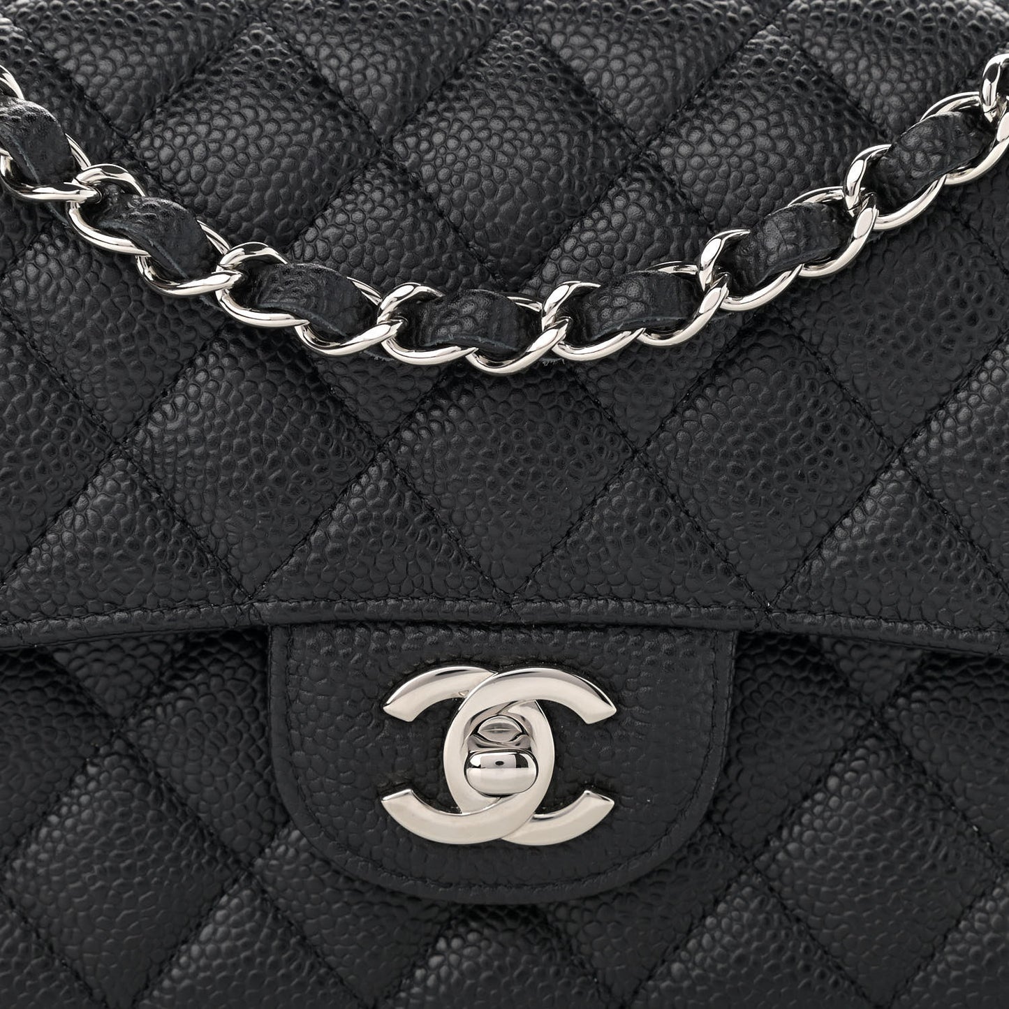 Caviar Quilted Small Double Flap Black