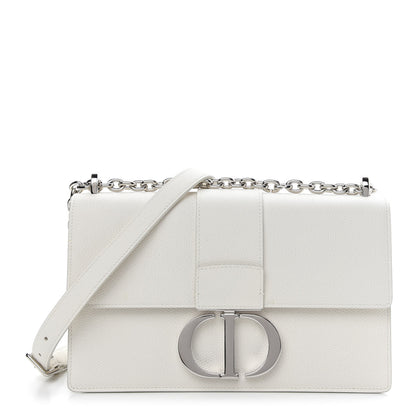 Christian Dior Grained Calfskin 30 Montaigne Chain Flap Bag White 1 of 8