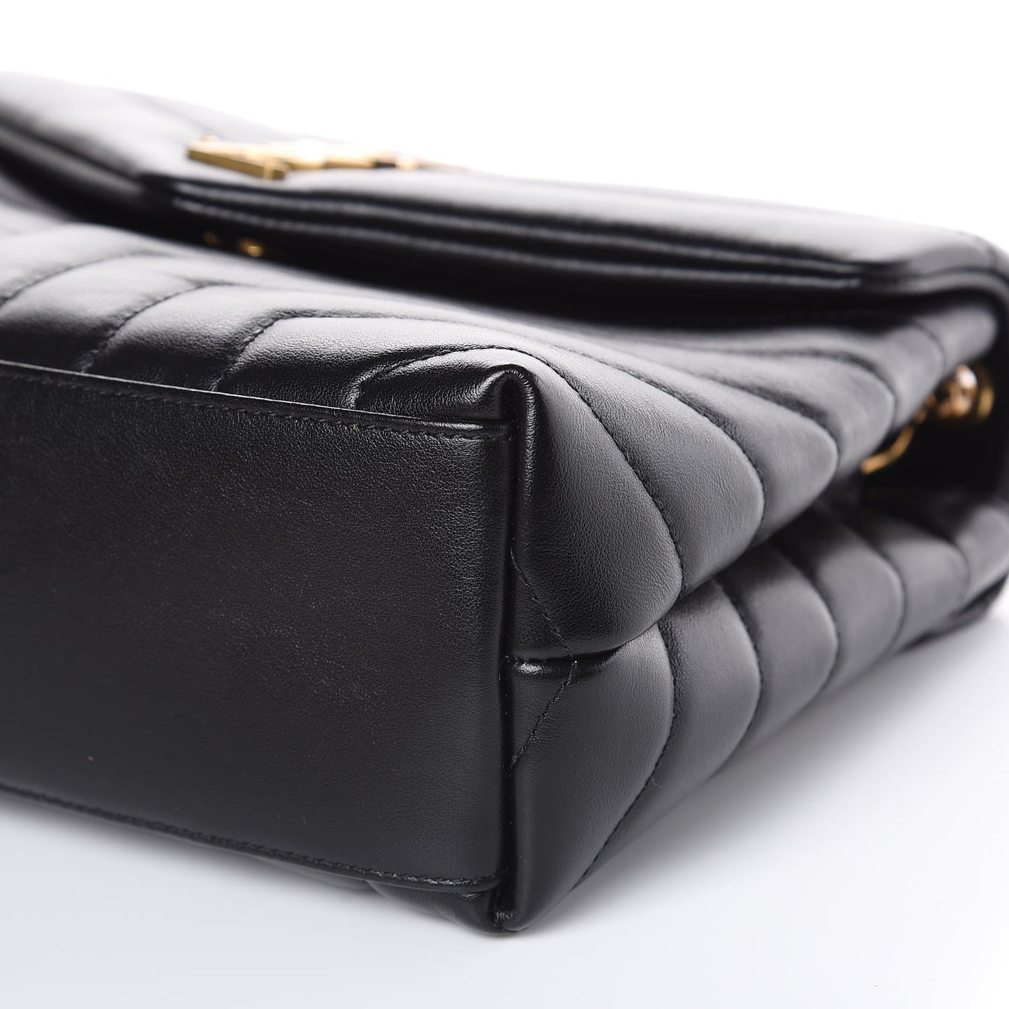 Calfskin Y Quilted Monogram Small Loulou Chain Satchel Black