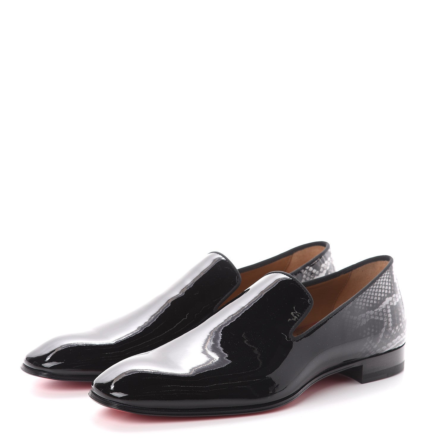 Christian Louboutin Patent Degrade Snakeskin Printed Mens Dandelion Flat Loafers 41 Black Roccia 3 of 7