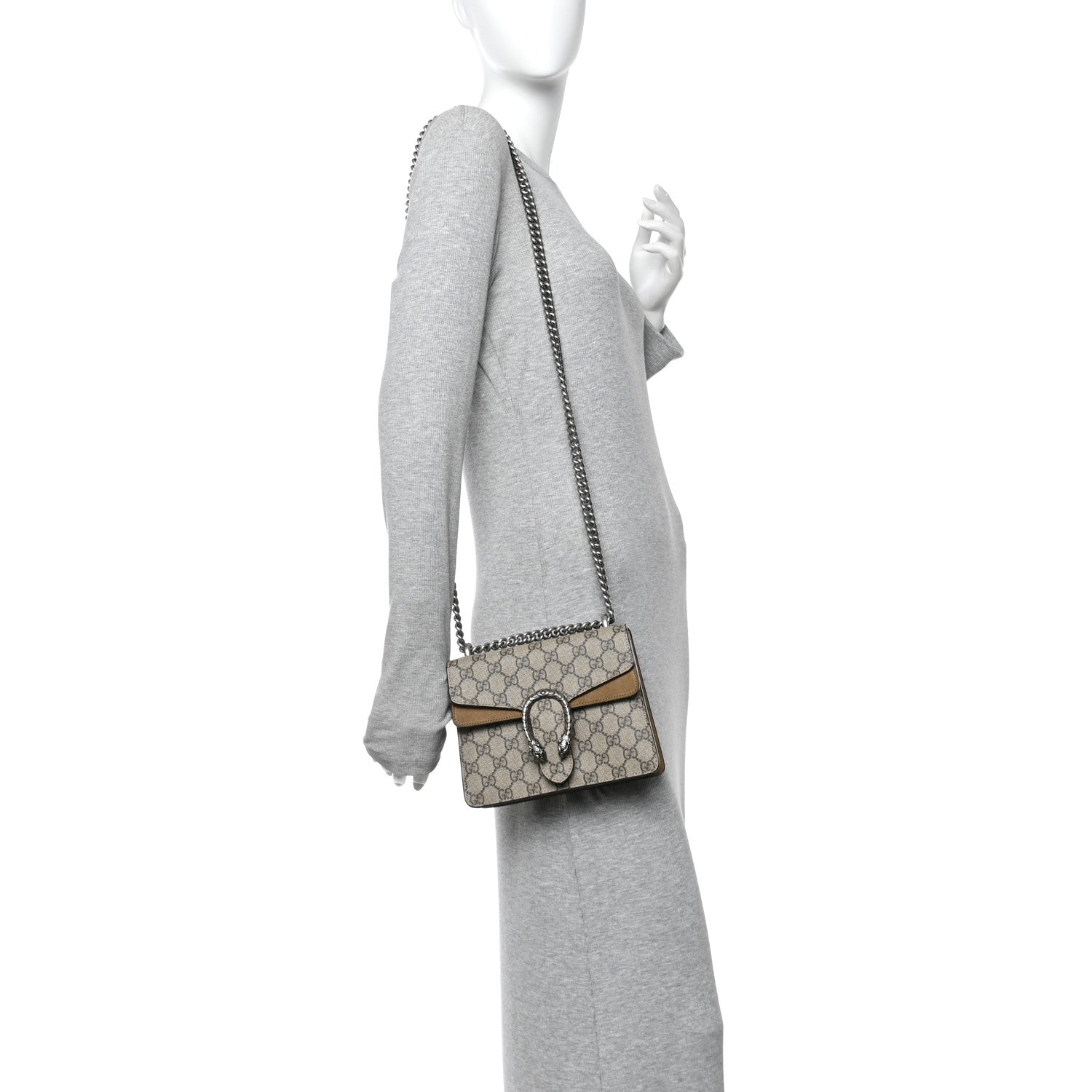 Gucci GG Supreme Monogram Mini Dionysus Shoulder Bag Taupe 2 of 12