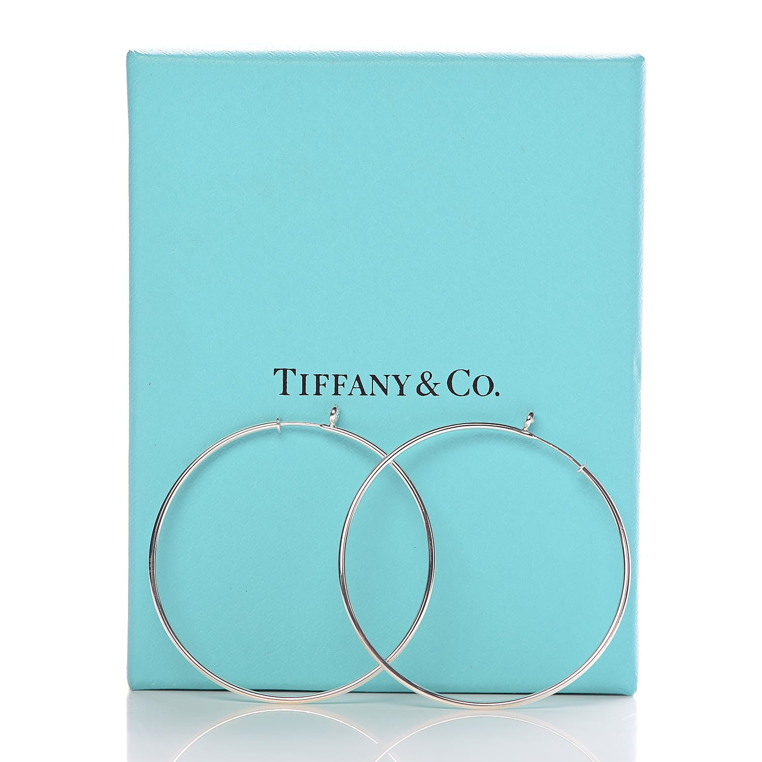 Tiffany Sterling Silver Diamond Medium Elsa Peretti Hoop Earrings 5 of 5