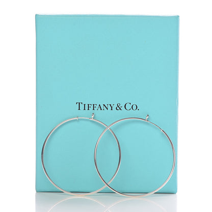 Tiffany Sterling Silver Diamond Medium Elsa Peretti Hoop Earrings 5 of 5