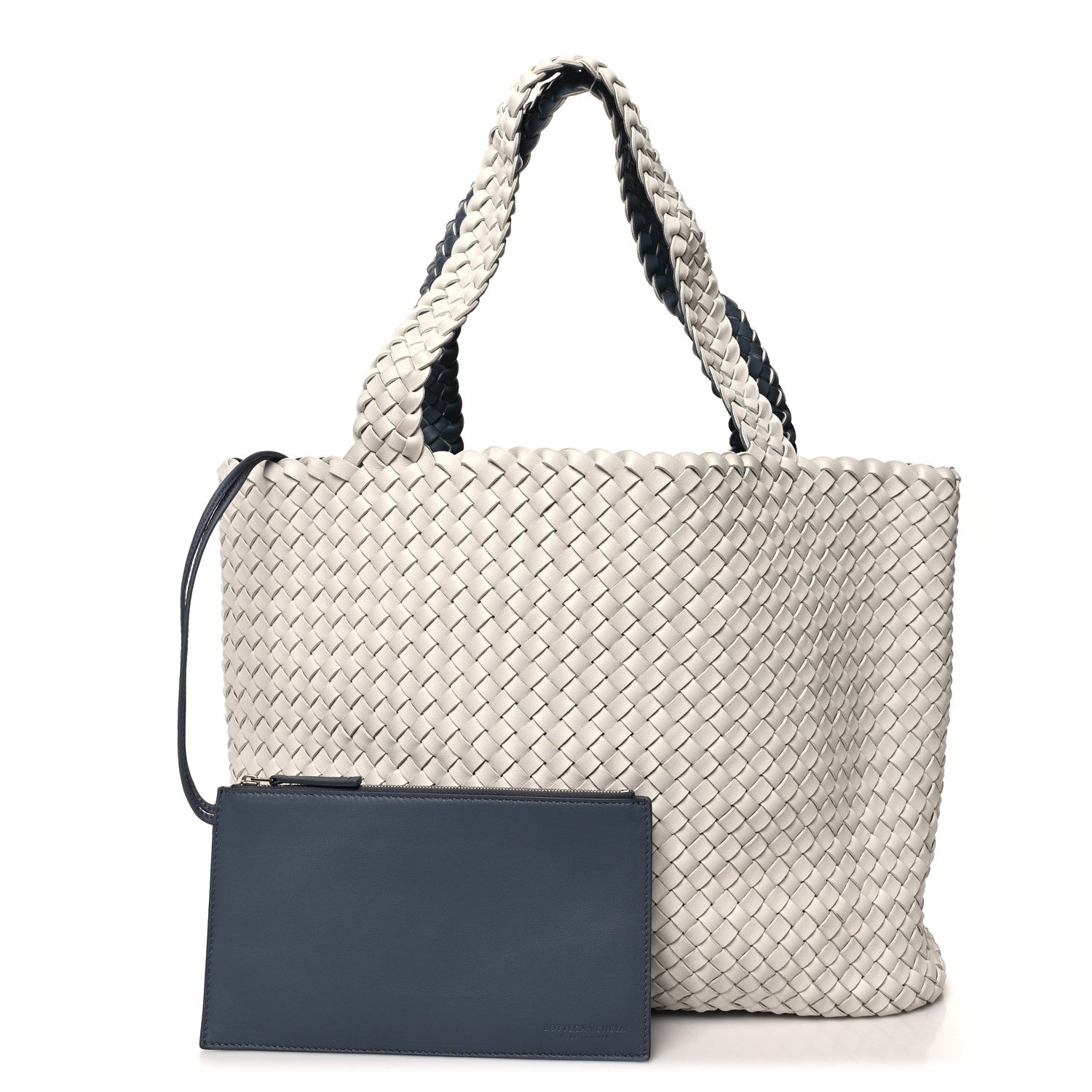 Bottega Veneta Nappa Intrecciato Bicolor Tote Bag Thunder White Silver 3 of 11