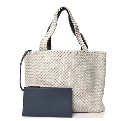 Bottega Veneta Nappa Intrecciato Bicolor Tote Bag Thunder White Silver 3 of 11