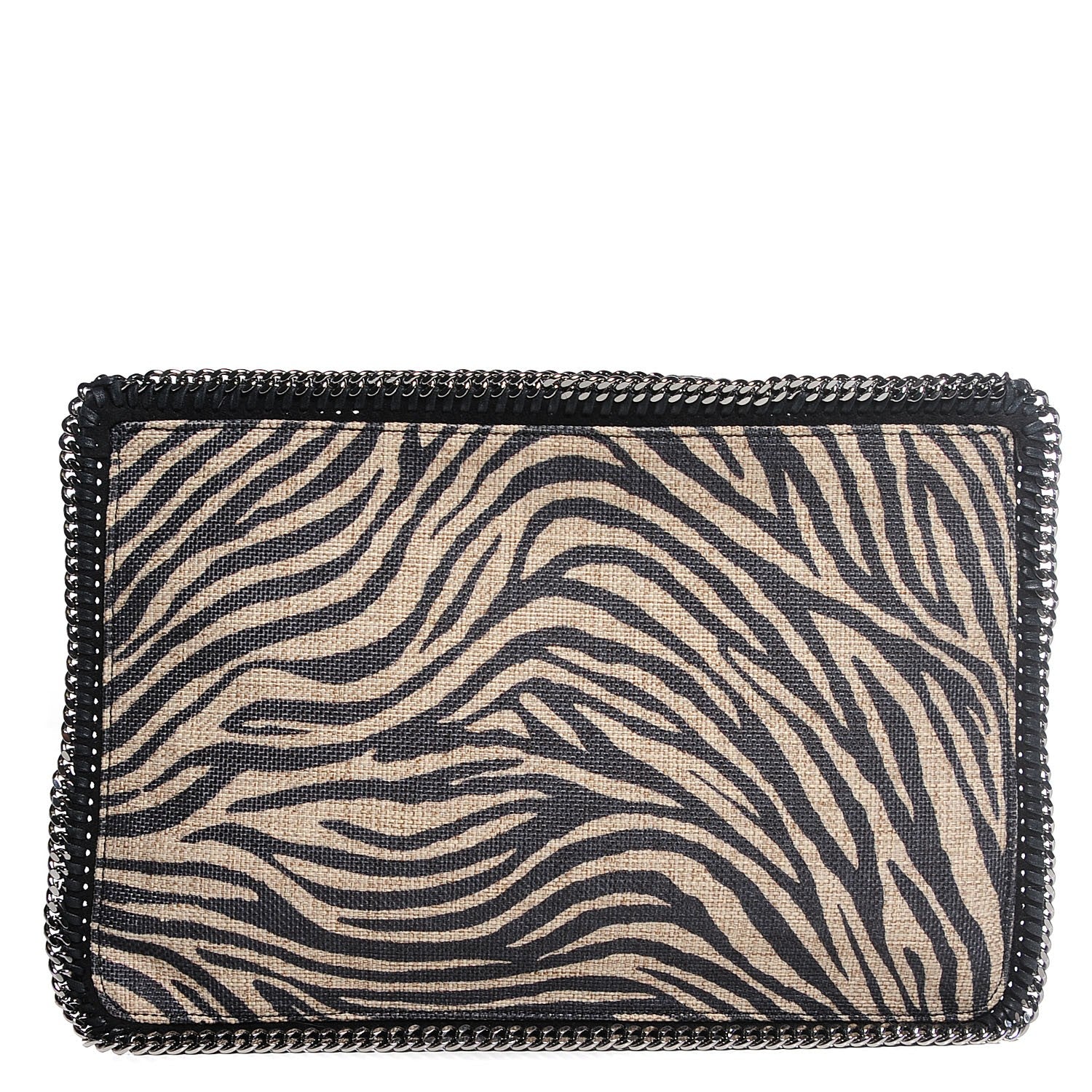 Stella McCartney Canvas Zebra Print Falabella Zipper Clutch Black White 1 of 9