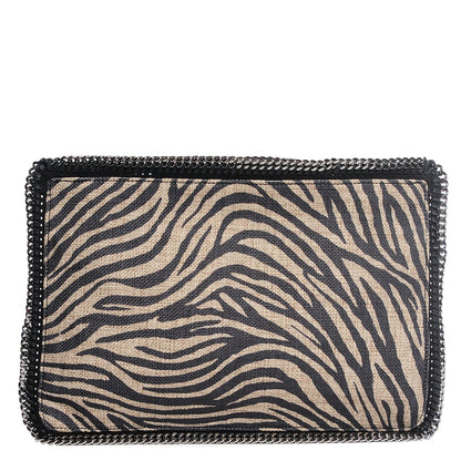 Stella McCartney Canvas Zebra Print Falabella Zipper Clutch Black White 1 of 9