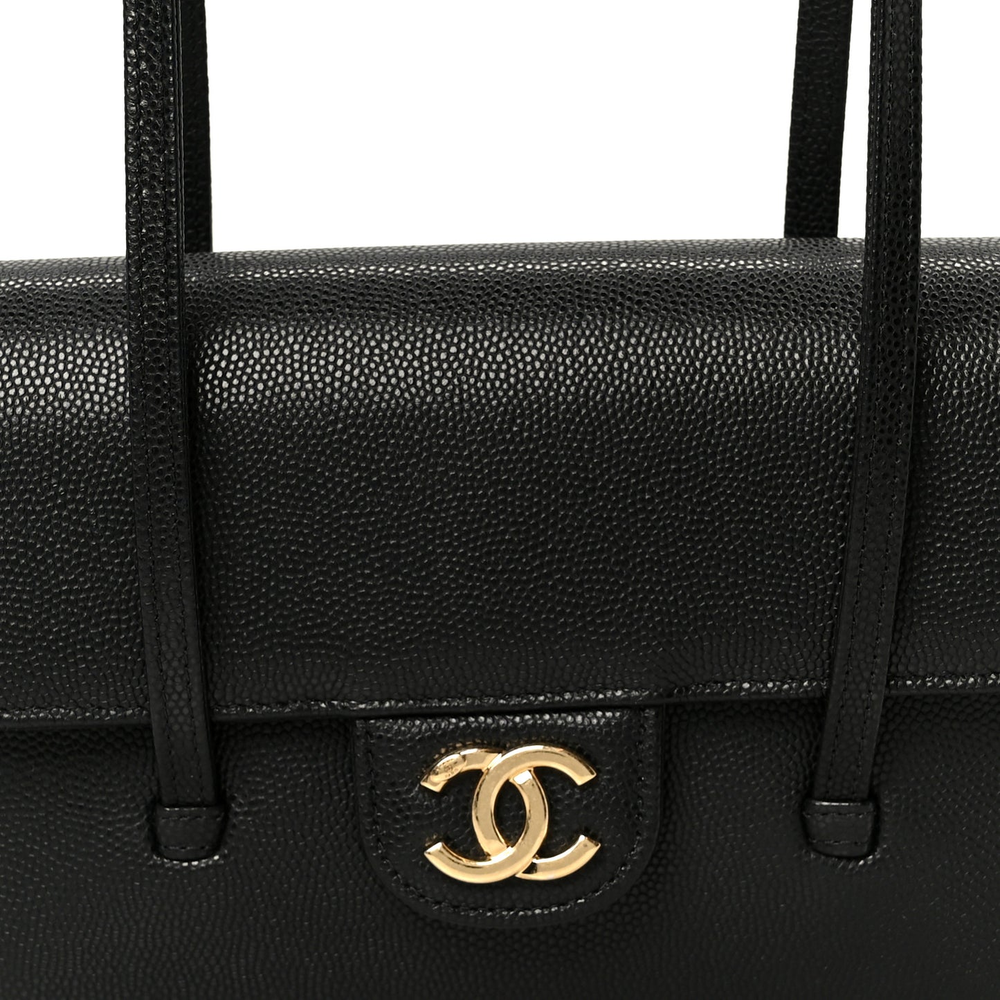 Shiny Caviar Mini Preppy Coco Shoulder Bag Black