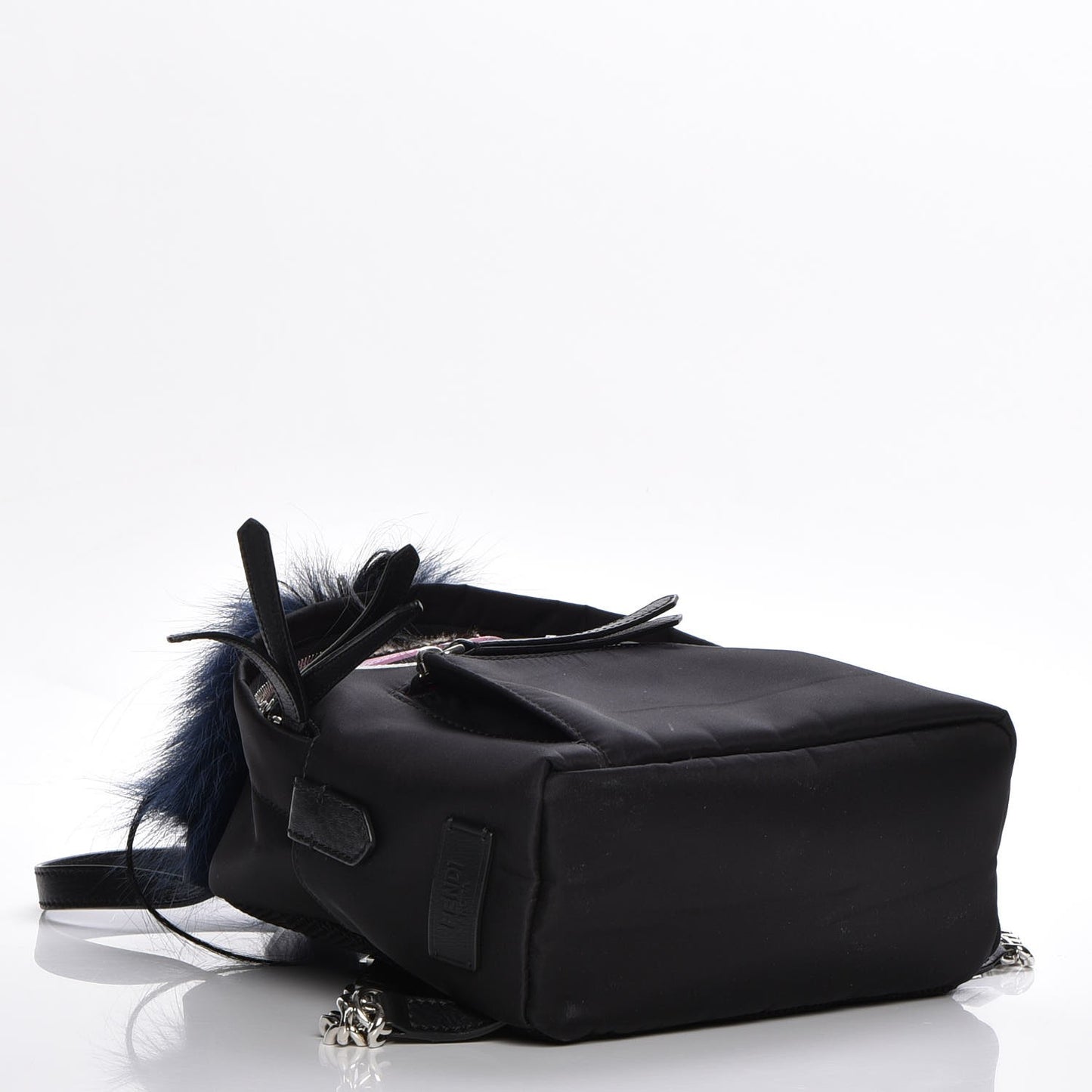 Nylon Vitello Fox Goat Fur Monster Eyes Mini Backpack Black Multicolor Sky