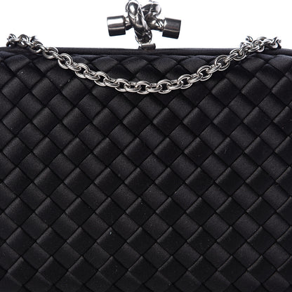 Bottega Veneta Satin Intreccio Impero Chain Knot Clutch Black 7 of 10