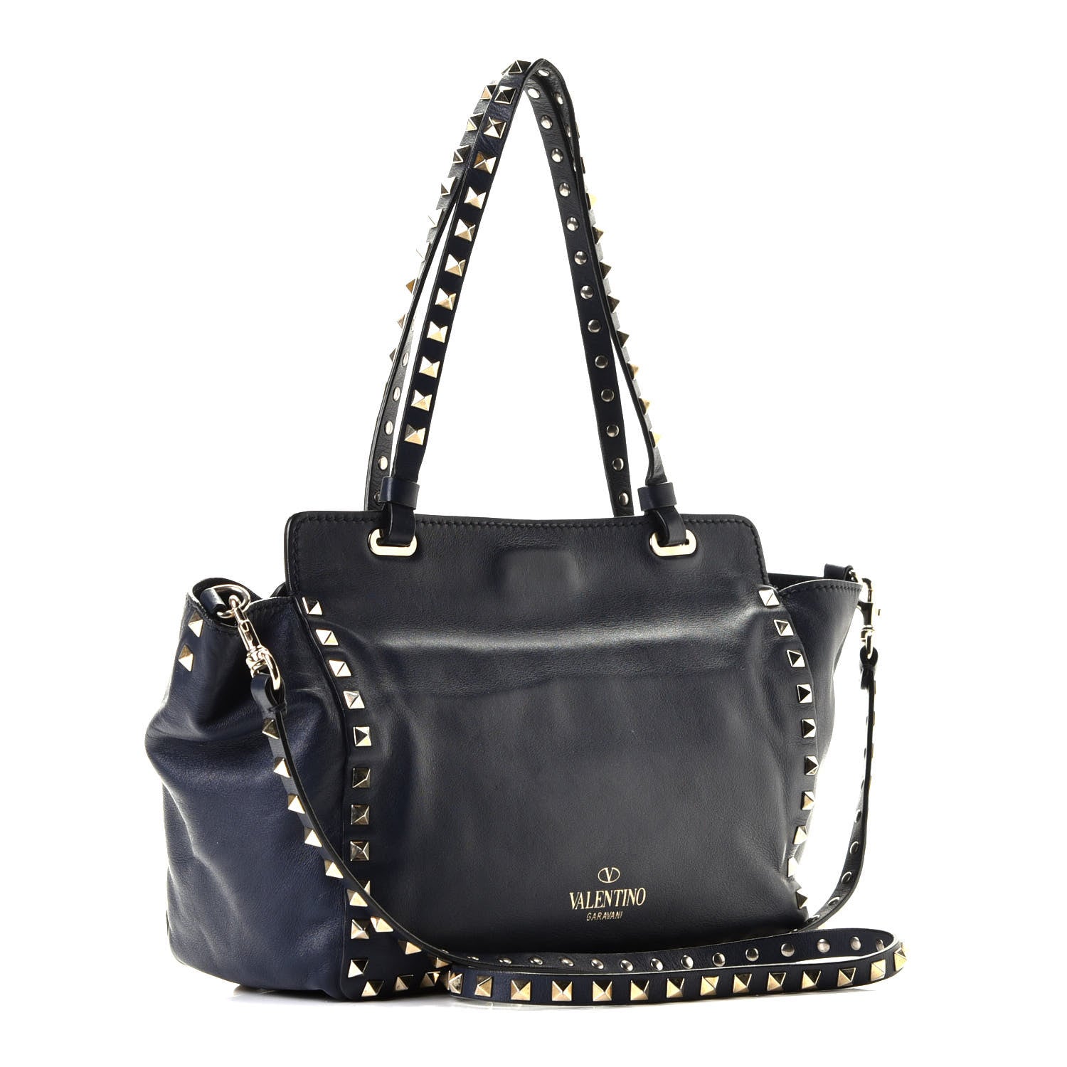 Valentino Garavani Vitello Small Rockstud Tote Marine 3 of 10