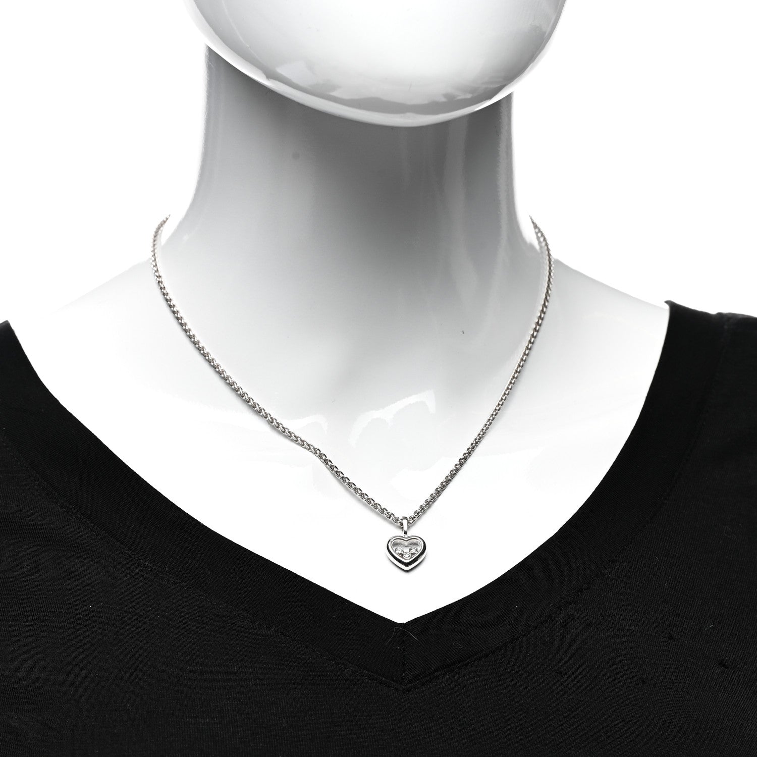 Chopard 18K White Gold 3 Happy Diamonds Icons Heart Pendant Necklace 2 of 4