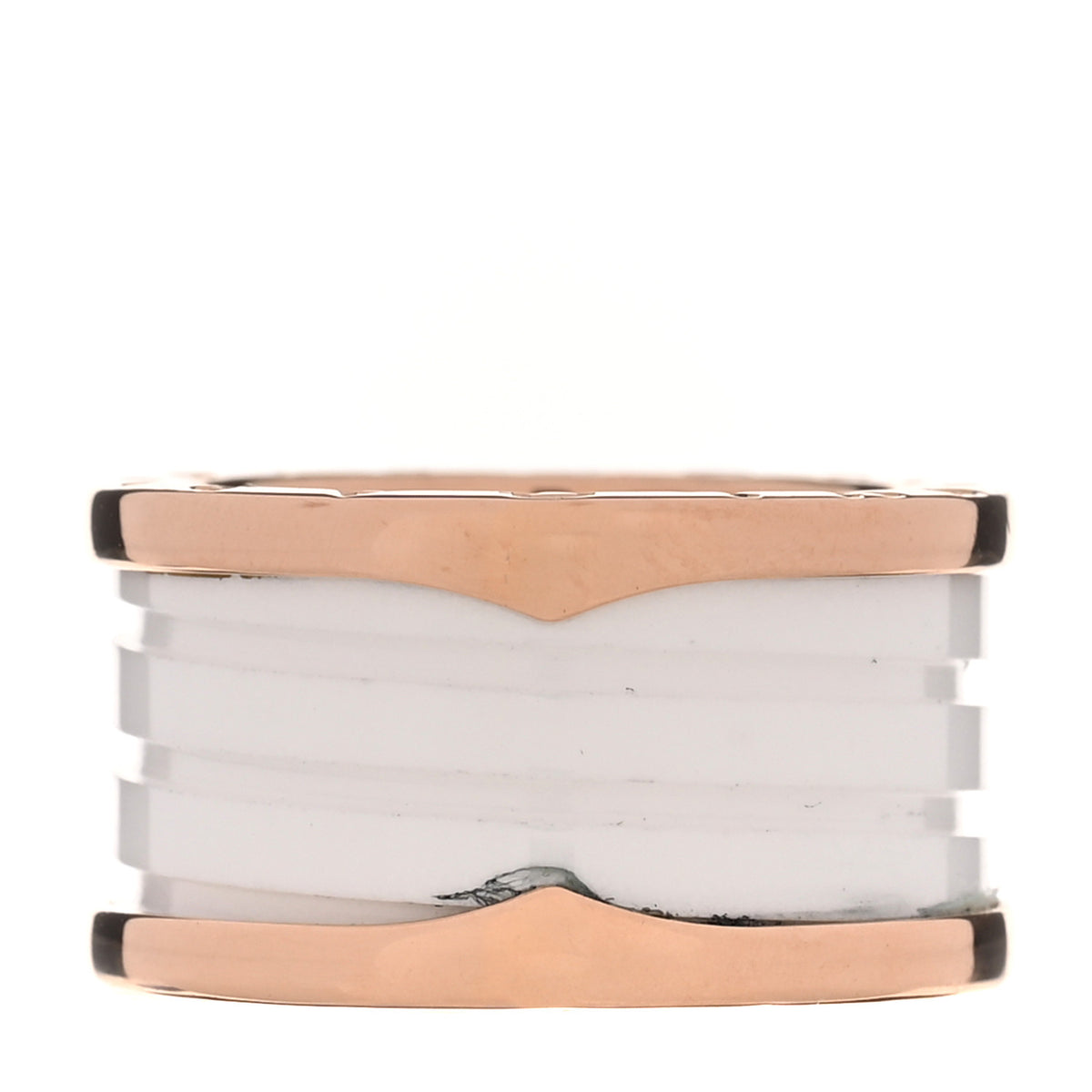 Bulgari 18K Rose Gold White Ceramic B.Zero1 Four-Band Ring 53 6.5 1 of 7