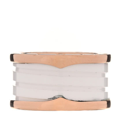 Bulgari 18K Rose Gold White Ceramic B.Zero1 Four-Band Ring 53 6.5 1 of 7