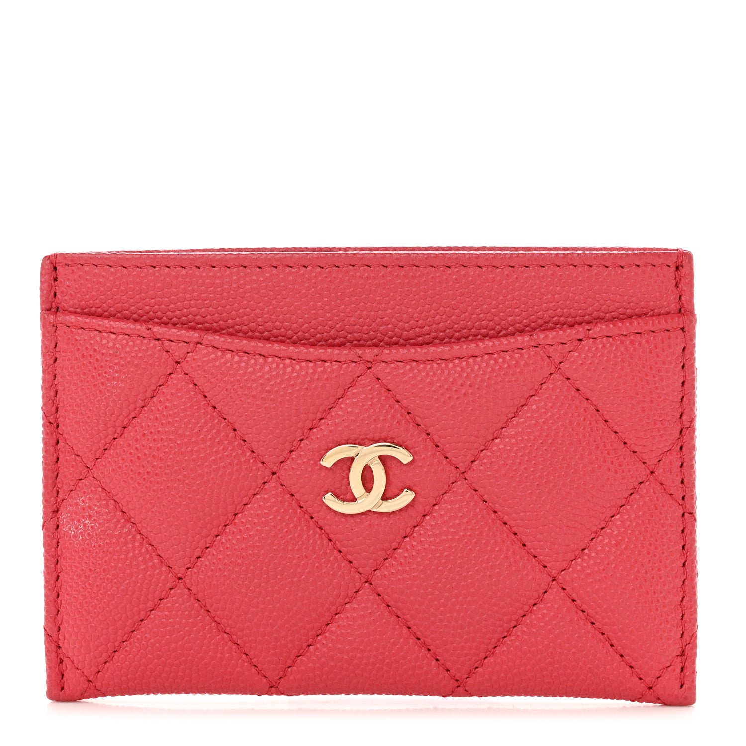 Chanel Caviar Quilted Card Holder Dark Pink 1 of 8