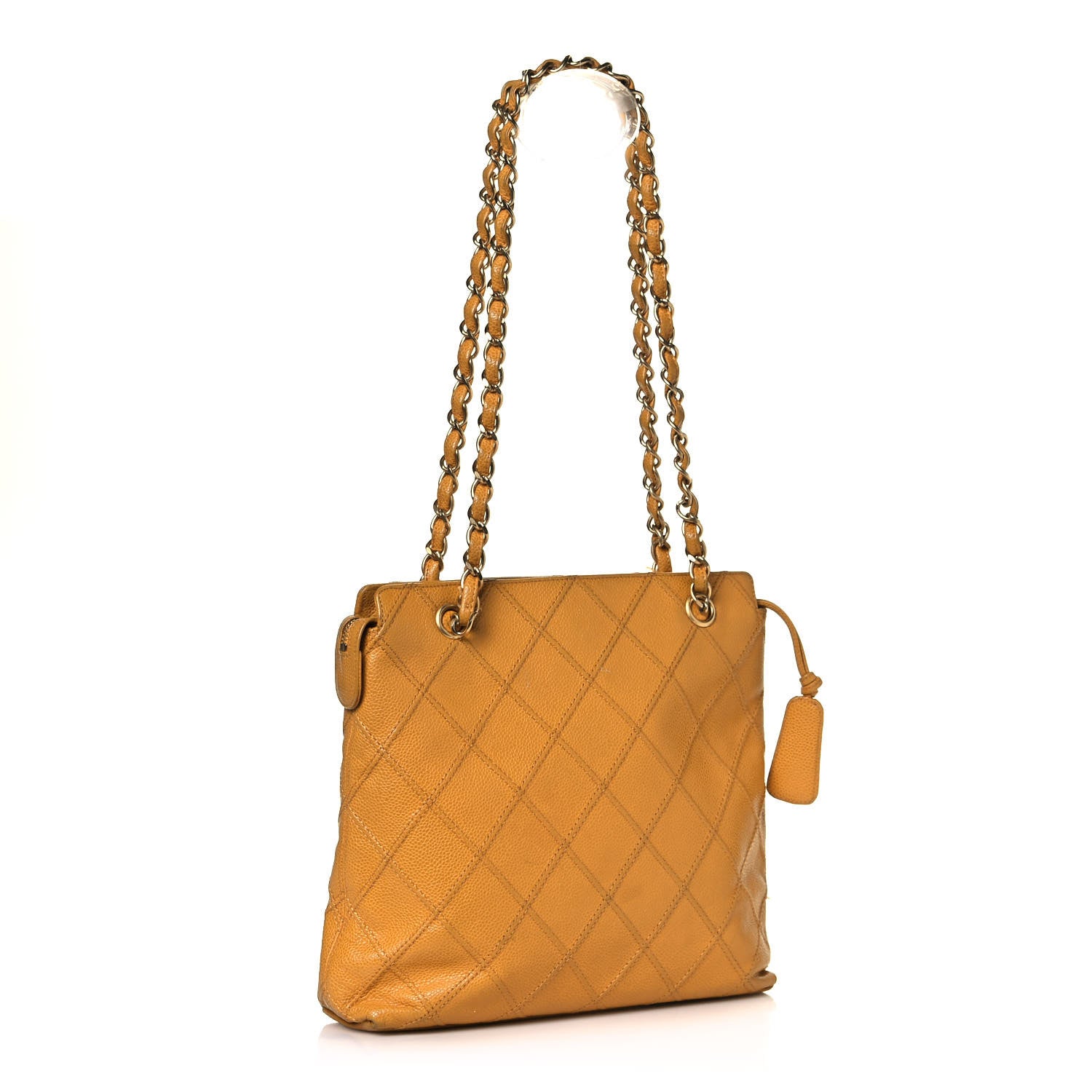 Chanel Caviar Stitched Shoulder Bag Yellow 2 of 17