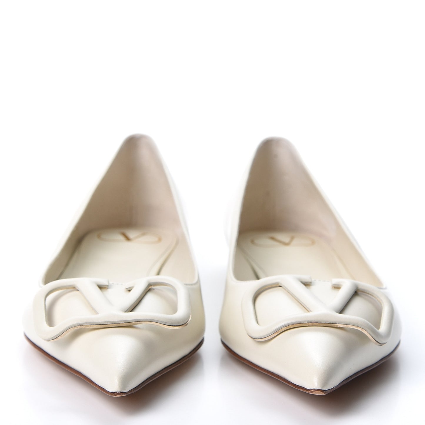 Nappa Vlogo Flats 37 Light Ivory