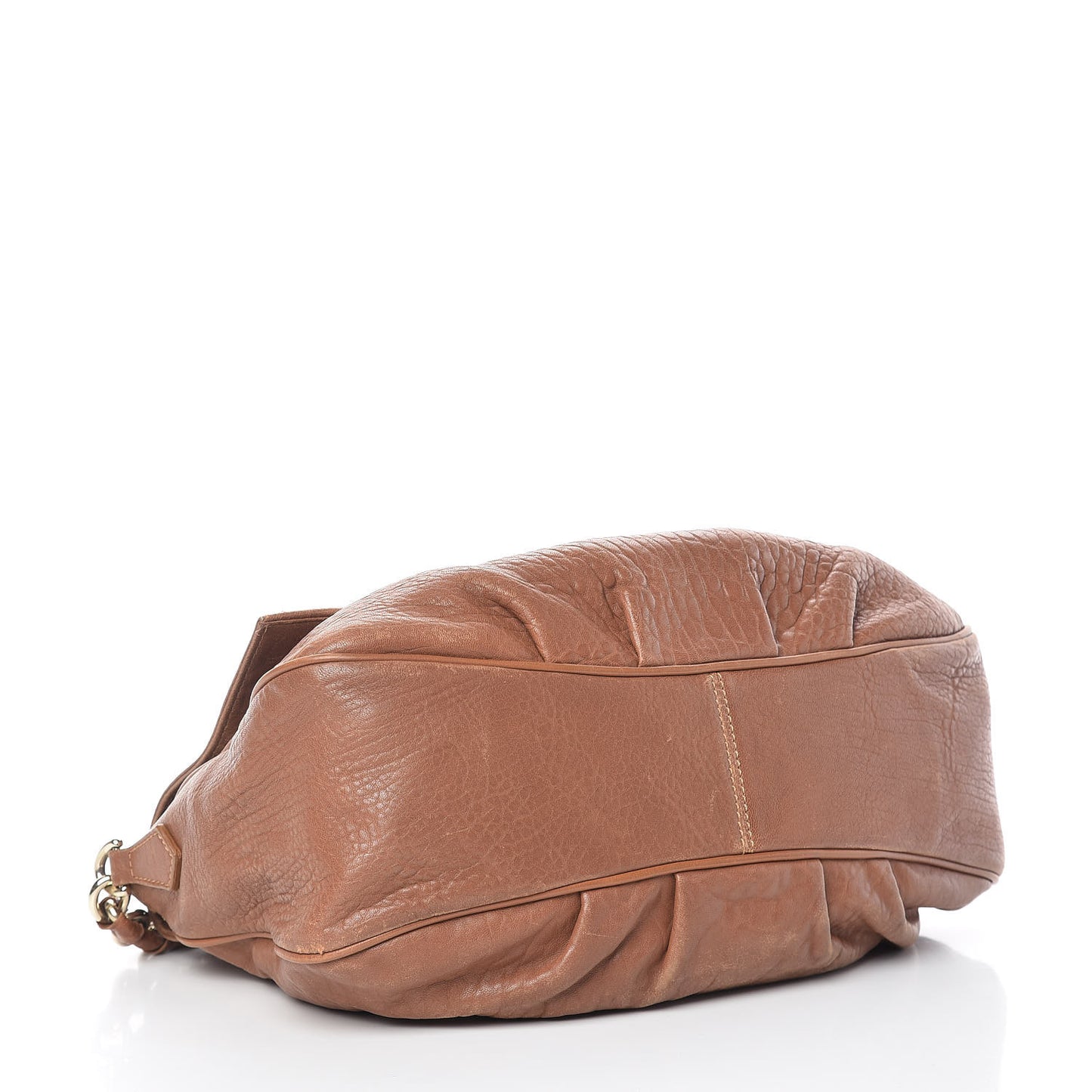 Crinkled Lambskin Mia Shoulder Flap Camel