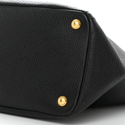 Prada Vitello Daino Side Pocket Shoulder Bag Black 10 of 11