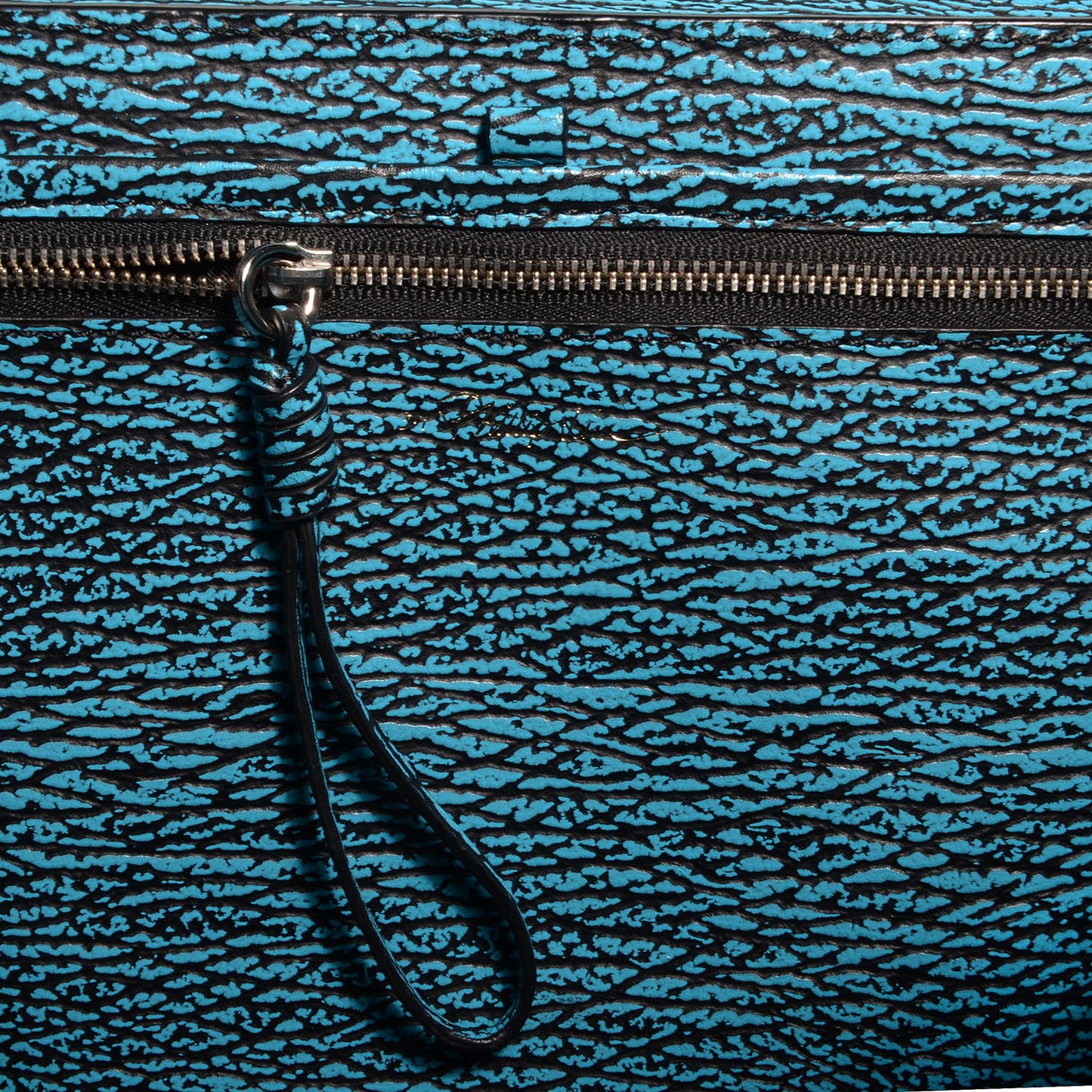3.1 Shark Embossed Leather Medium Pashli Satchel Turquoise Black