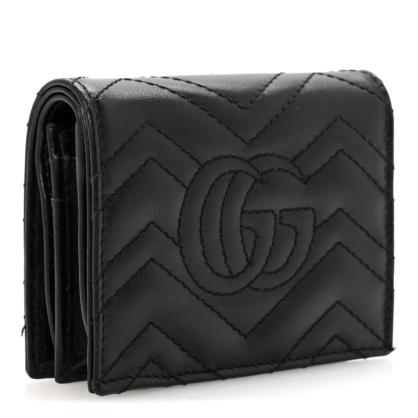 Calfskin Matelasse GG Marmont Card Case Wallet Black