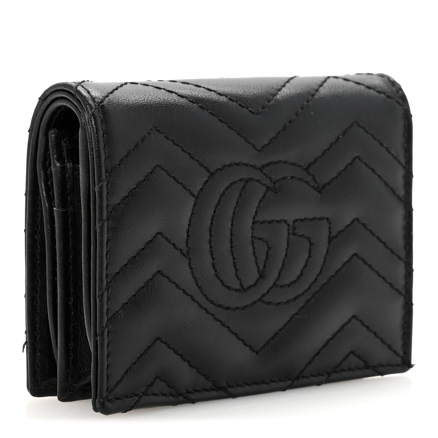 Gucci Calfskin Matelasse GG Marmont Card Case Wallet Black 6 of 16