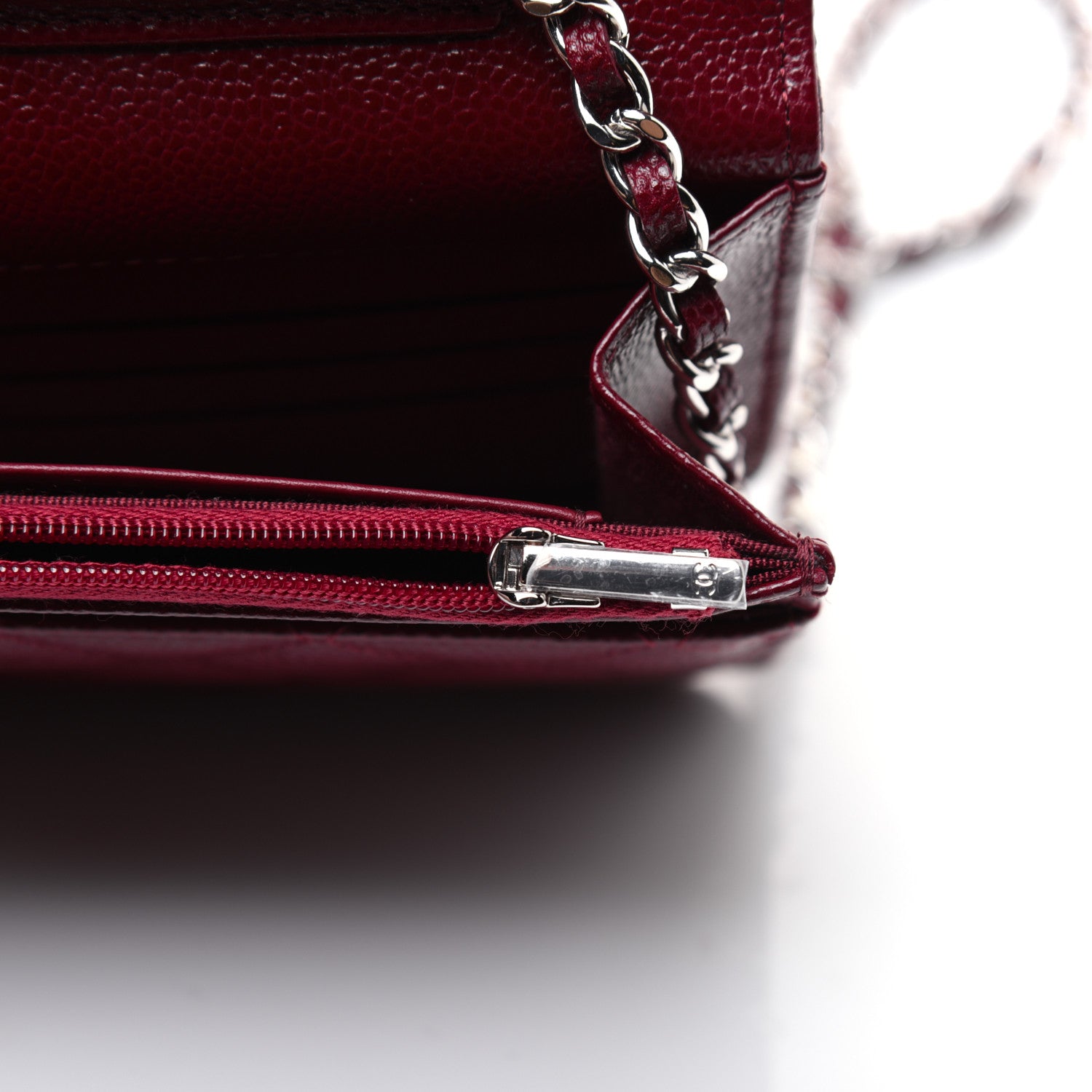 Chanel Caviar Quilted Wallet on Chain WOC Burgundy 11 of 18