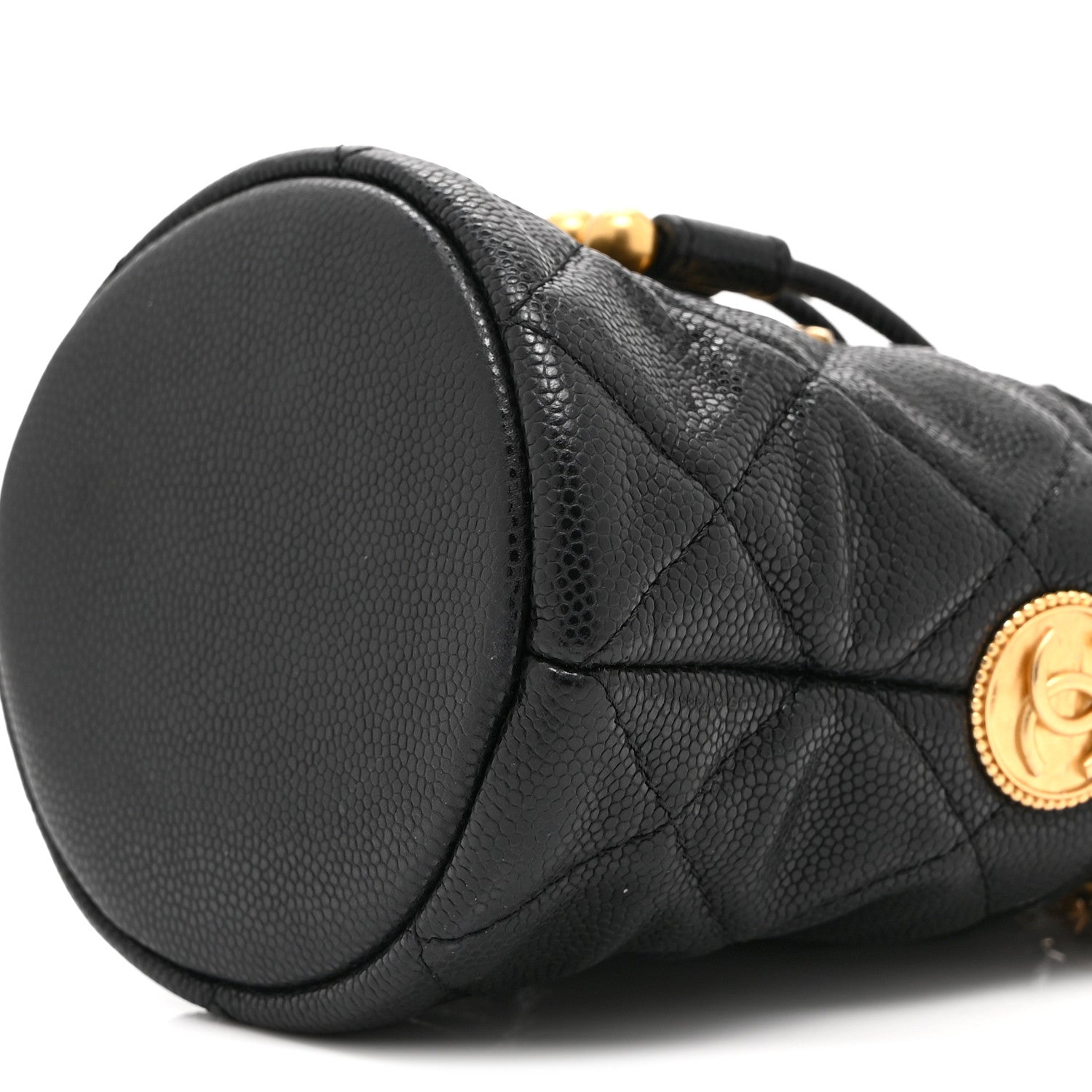 Chanel Caviar Quilted Twist Your Buttons Mini Bucket Bag Black 10 of 10