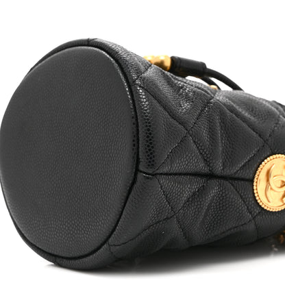 Chanel Caviar Quilted Twist Your Buttons Mini Bucket Bag Black 10 of 10