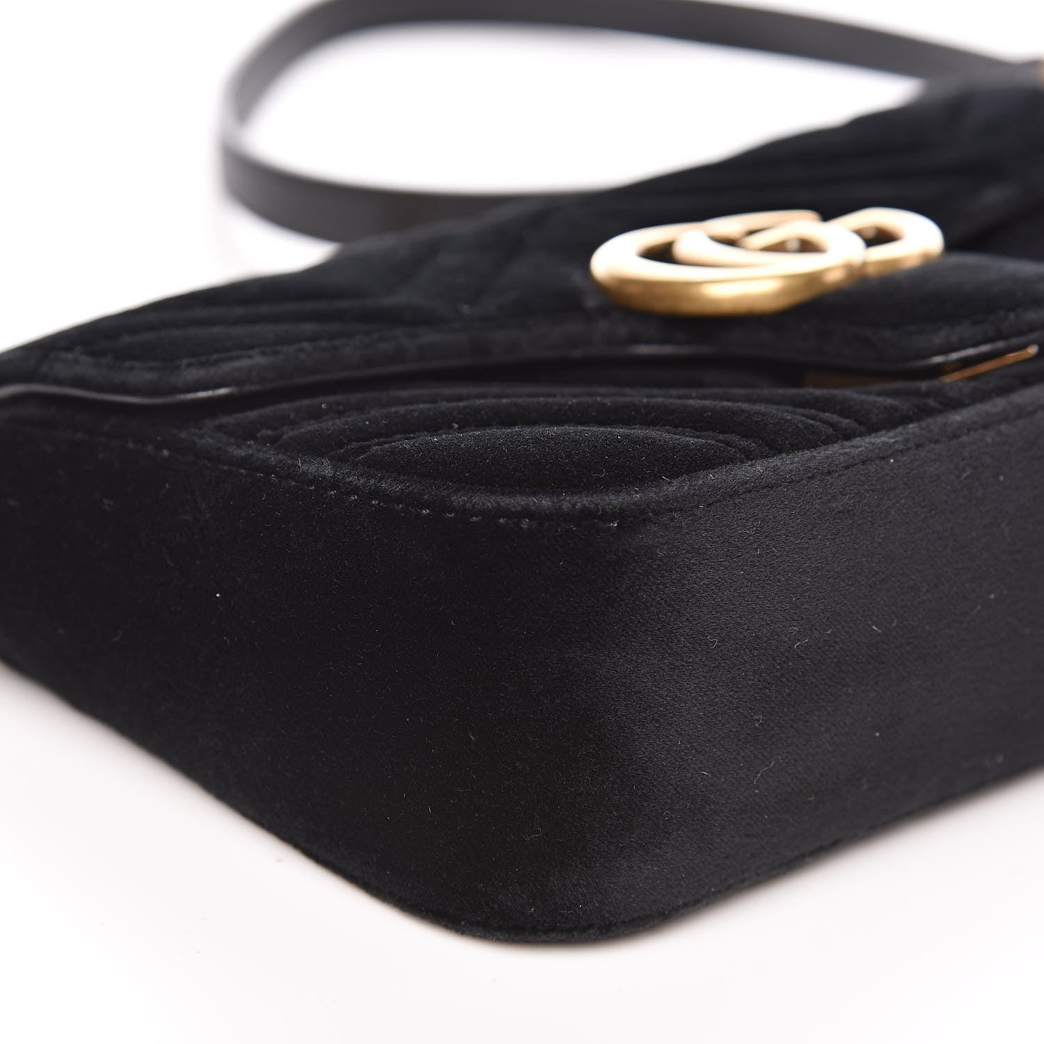 Gucci Velvet Matelasse Mini GG Marmont Shoulder Bag Black 8 of 14