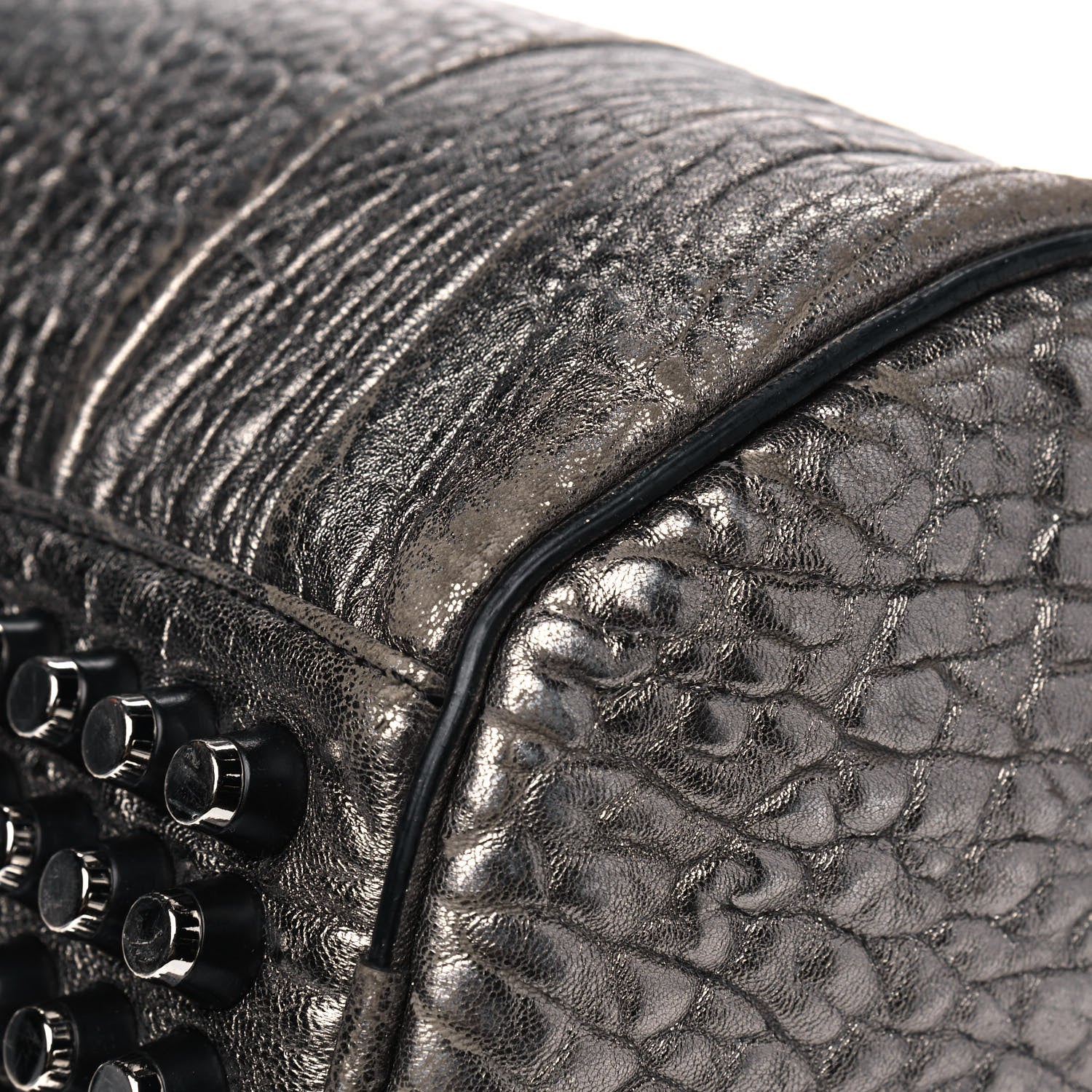 Alexander Wang Metallic Pebbled Lambskin Rockie Carbon Silver Hardware 9 of 11