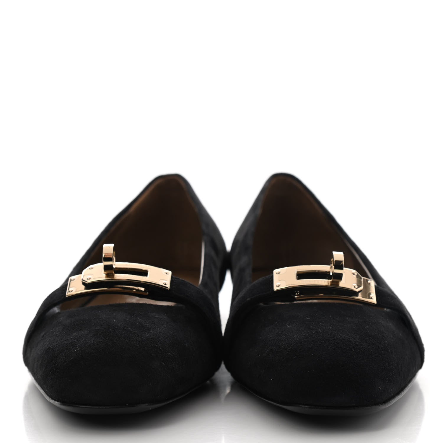 Hermes Suede Goatskin Bilbao Ballerina Flats 36 Black 2 of 9
